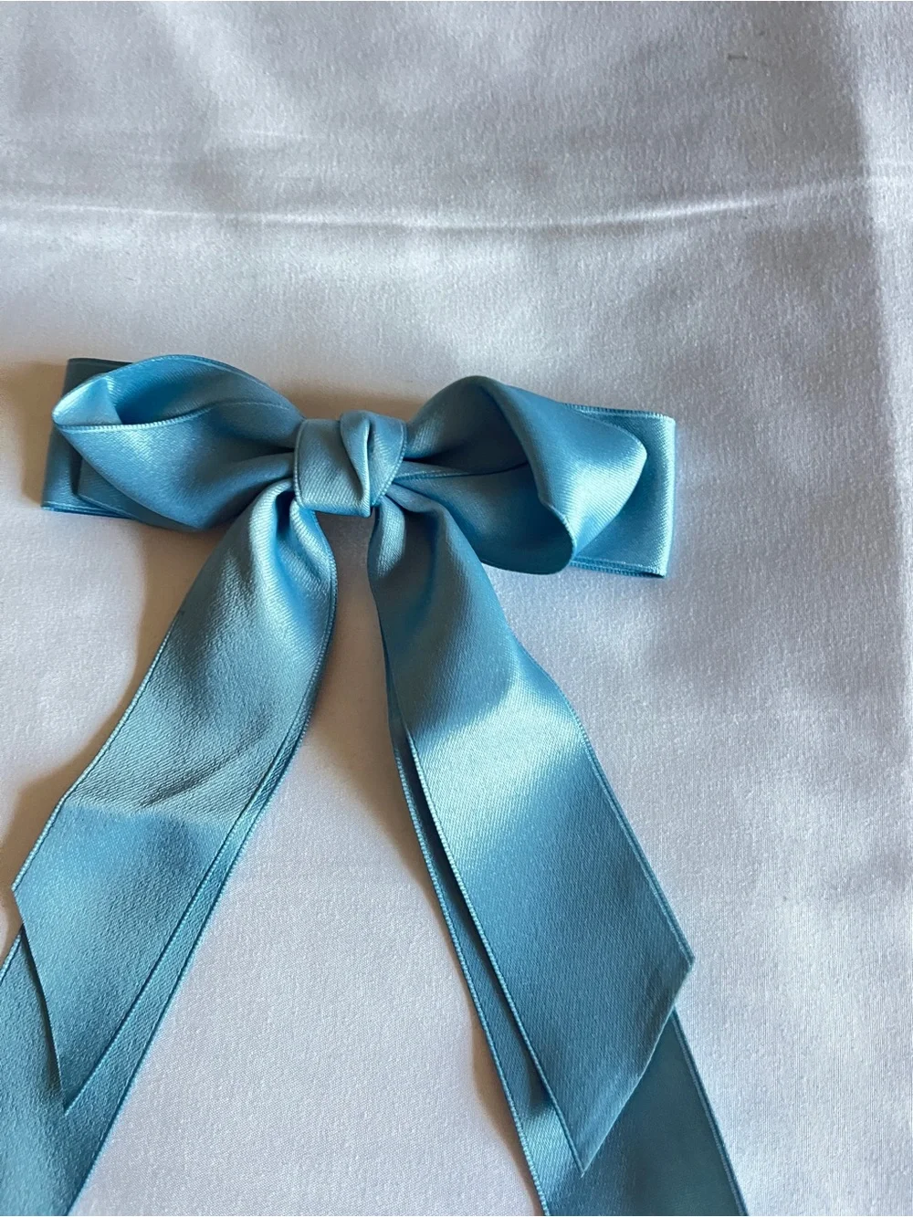 Light Blue Satin Ribbon Hair Bow Clip Barrette Large 6